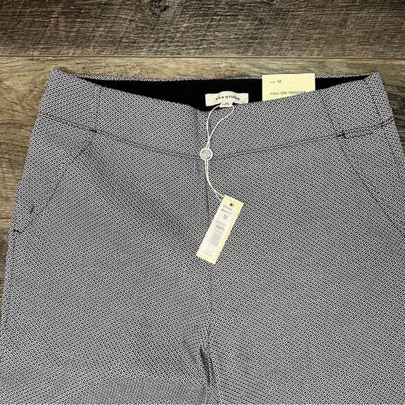 NWT Max Studio Pull-On Trouser Career Pants Black and White Geometric Medium - Picture 3 of 9